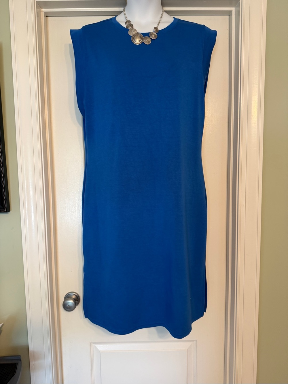 Sleeveless Midi Shift Dress in Royal Blue